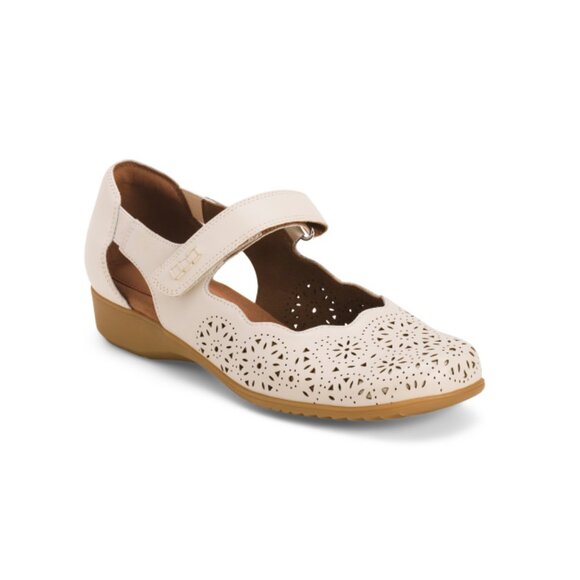COBB HILL ROCKPORT Ivory Leather Rully Mary Jane Comfort Flats - Picture 1 of 2